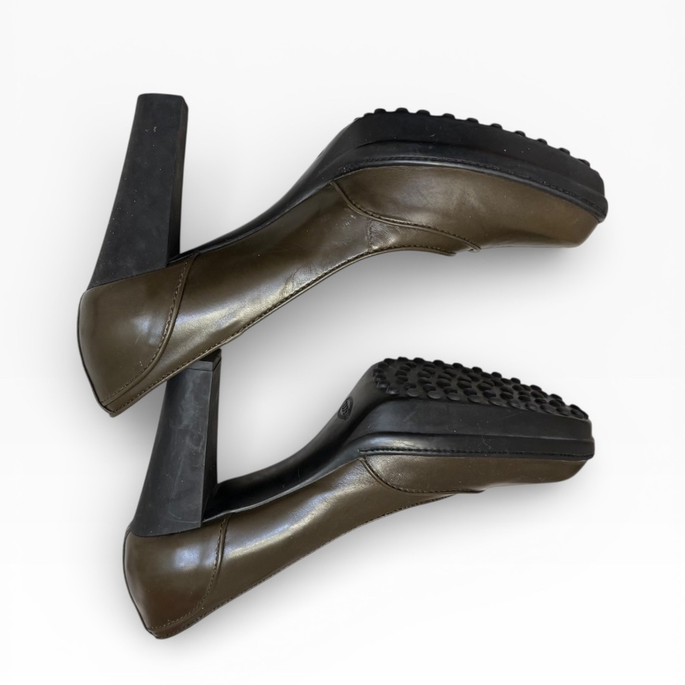 Tod’s ASP décolleté green leather heels pumps shoes 39 - Picture 4 of 11